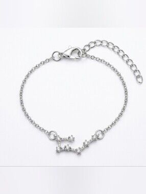 ​Silver Leo Zodiac Constellation Bracelet Rhinestone Astrology Charm July August